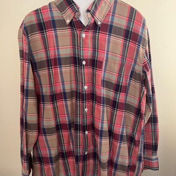 Castaway Nantucket Red and Tan Plaid Casual Shirt Chase Shirt sku021 - Picture 1 of 5